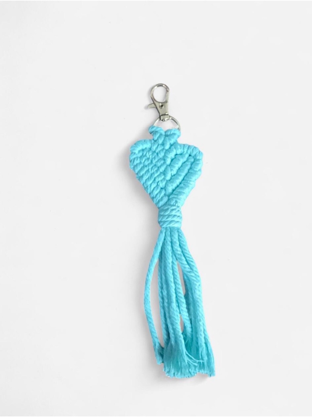 Handmade Turquoise Macramé Heart Keychain